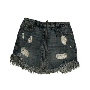 Distressed Denim Skirt